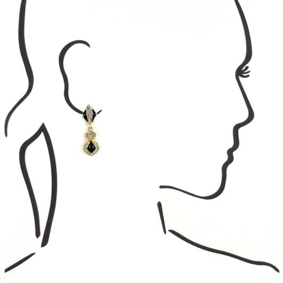 Black with Rhinestone Statement Earrings - Picture 3 of 4